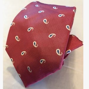 JOSEPH & LYMAN BLOOMINGDALE -RED - WOVEN 100% SILK -GEO TIE, NWT